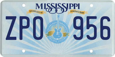 MS license plate ZPO956