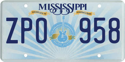 MS license plate ZPO958