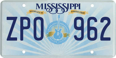 MS license plate ZPO962