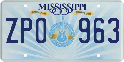 MS license plate ZPO963