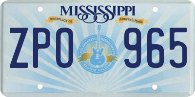 MS license plate ZPO965