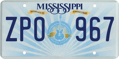 MS license plate ZPO967