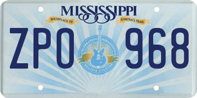 MS license plate ZPO968