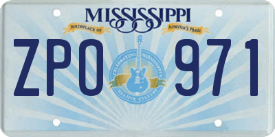 MS license plate ZPO971
