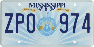 MS license plate ZPO974