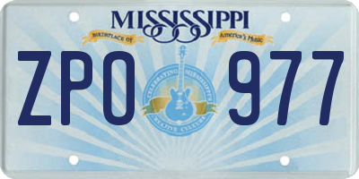 MS license plate ZPO977