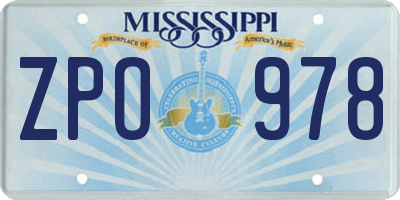 MS license plate ZPO978