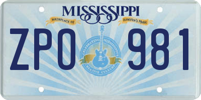 MS license plate ZPO981