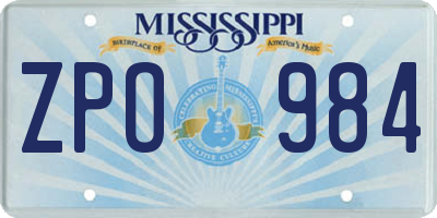 MS license plate ZPO984
