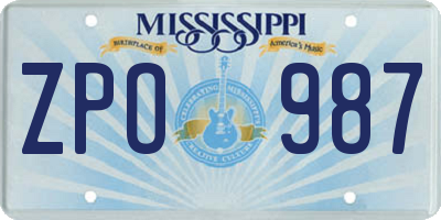 MS license plate ZPO987