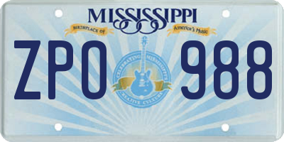 MS license plate ZPO988