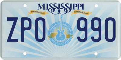 MS license plate ZPO990