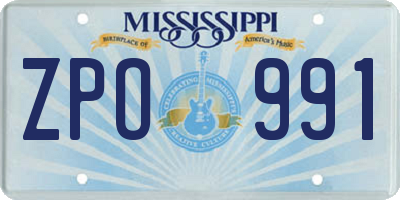 MS license plate ZPO991