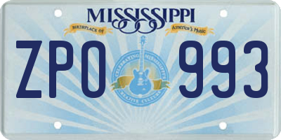 MS license plate ZPO993