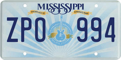 MS license plate ZPO994