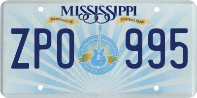 MS license plate ZPO995