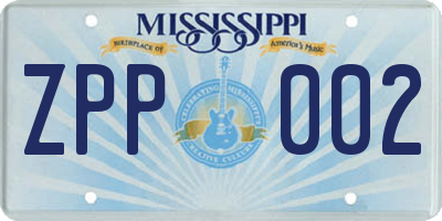 MS license plate ZPP002