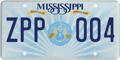 MS license plate ZPP004