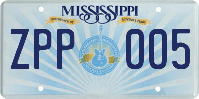 MS license plate ZPP005
