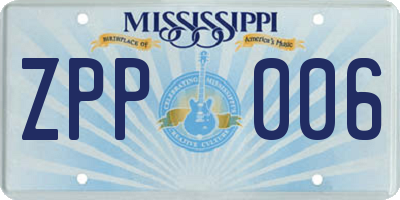MS license plate ZPP006
