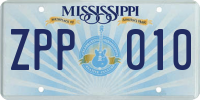 MS license plate ZPP010