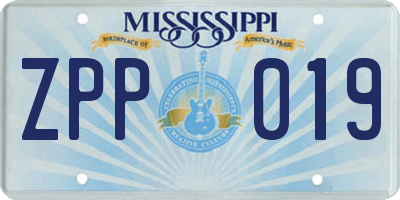 MS license plate ZPP019