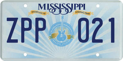 MS license plate ZPP021