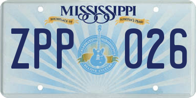 MS license plate ZPP026