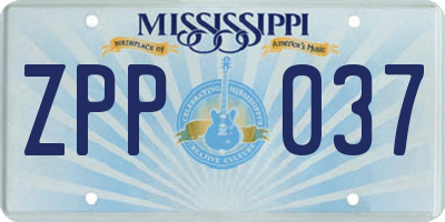 MS license plate ZPP037