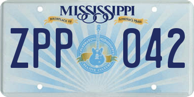 MS license plate ZPP042