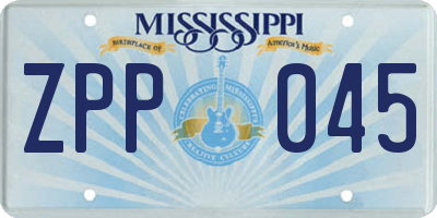 MS license plate ZPP045