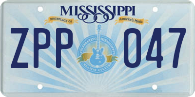 MS license plate ZPP047