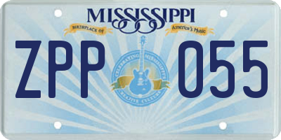 MS license plate ZPP055