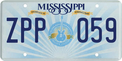 MS license plate ZPP059
