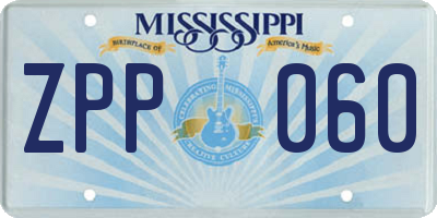 MS license plate ZPP060