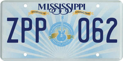 MS license plate ZPP062