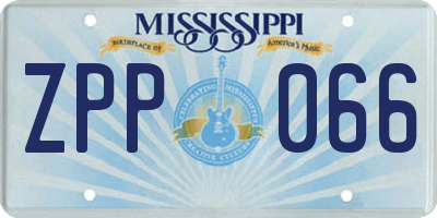 MS license plate ZPP066