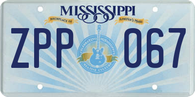 MS license plate ZPP067