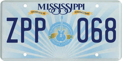 MS license plate ZPP068