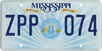 MS license plate ZPP074