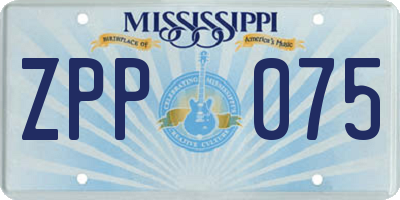 MS license plate ZPP075