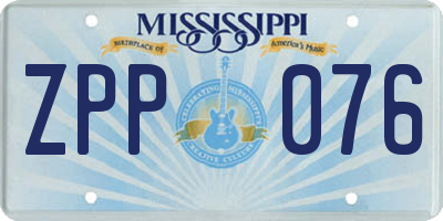 MS license plate ZPP076