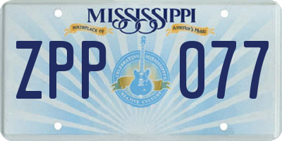 MS license plate ZPP077