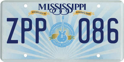 MS license plate ZPP086
