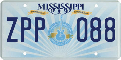 MS license plate ZPP088