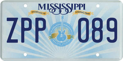 MS license plate ZPP089