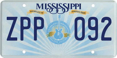 MS license plate ZPP092