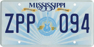 MS license plate ZPP094