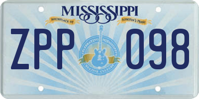 MS license plate ZPP098