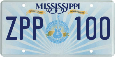 MS license plate ZPP100